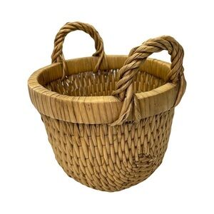 Round Woven Basket With Two Handles